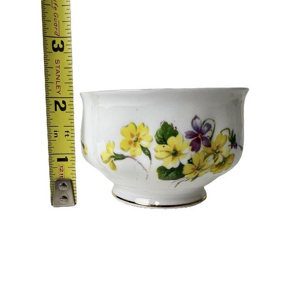 Royal Albert Creamer Sugar Set Bone China England Open Yellow Purple Flowers Vtg - Picture 8 of 12